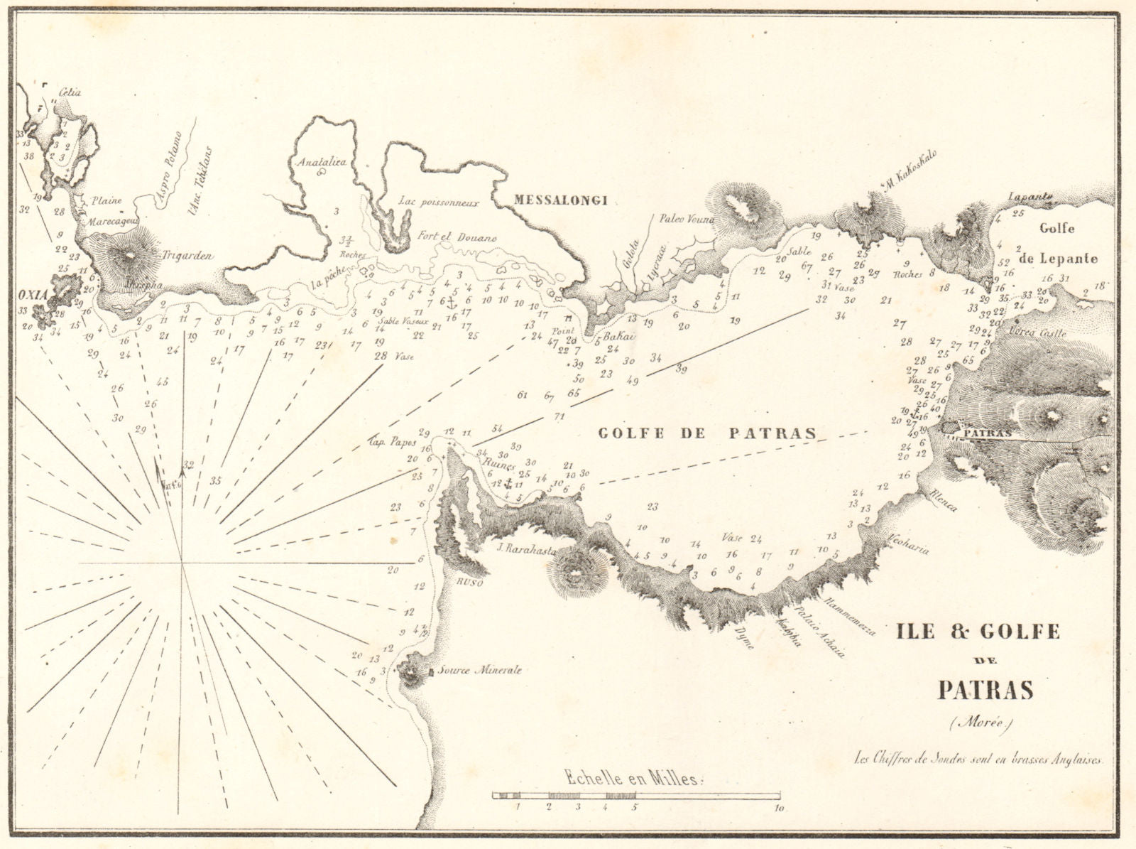 Gulf of Patras. 'Ile & Golfe de Patras (Moree)'. Greece. GAUTTIER 1854 old map